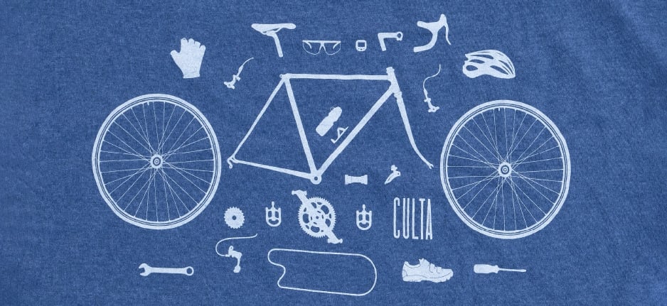 deconstructed bicycle on t-shirt