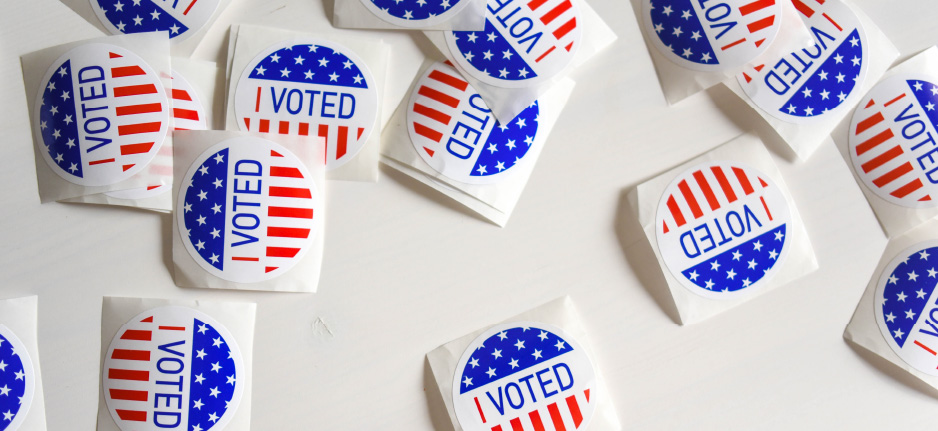 "I voted" stickers on a white background