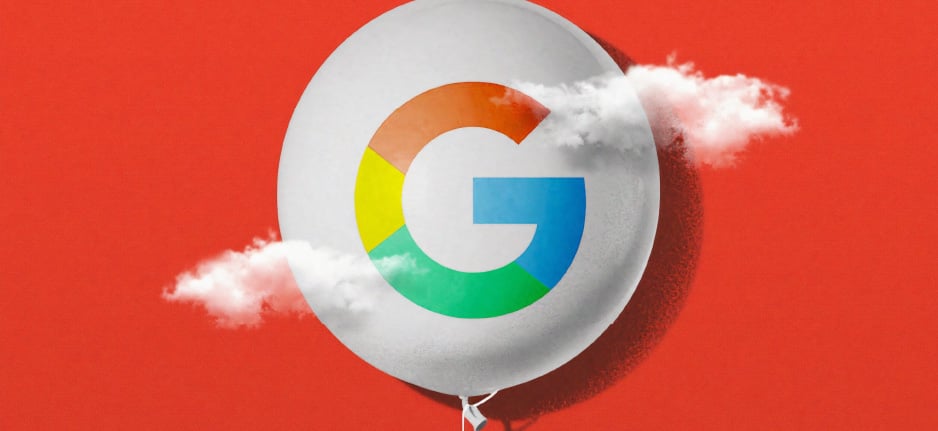 google balloon on red background